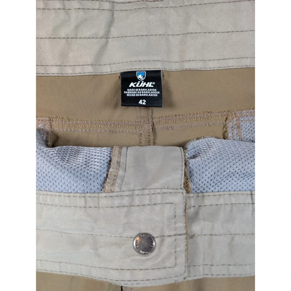 Kuhl Renegade Khaki Tan Cargo Hiking Shorts Mens 42 Style 5121 Nylon Spandex - Picture 2 of 13